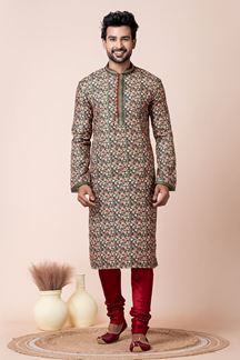 Picture of Majestic Multi Designer Men’s Kurta Pyjama for Engagement, Reception, Festivals, Sangeet, and Parties