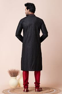 Picture of Appealing Black Designer Men’s Kurta Pyjama for Engagement, Reception, Sangeet, and Parties