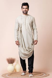 Picture of Exuberant Cream Designer Men’s Kurta Pyjama for Engagement, Reception, Sangeet, and Parties