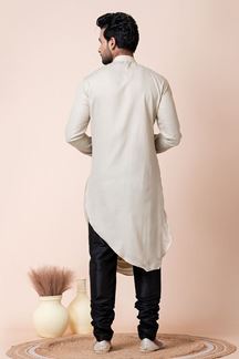 Picture of Exuberant Cream Designer Men’s Kurta Pyjama for Engagement, Reception, Sangeet, and Parties