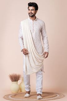 Picture of Classy Multi Designer Men’s Kurta Pyjama for Engagement, Reception, Festivals, Sangeet, and Parties