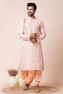 Picture of Splendid Pink Designer Men’s Dhoti Sets for Wedding, Reception, Festivals, Sangeet, and Parties