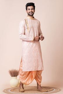 Picture of Splendid Pink Designer Men’s Dhoti Sets for Wedding, Reception, Festivals, Sangeet, and Parties
