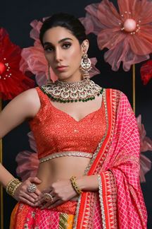 Picture of Amazing Designer Indo-Western Lehenga Choli for Engagement, Reception, Pre-Wedding Shoots, Sangeet, and Parties