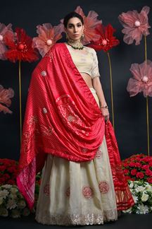 Picture of Surreal Cream Designer Wedding Lehenga Choli for Wedding, Reception, Pre-Wedding Shoots, Sangeet, and Parties