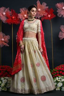 Picture of Surreal Cream Designer Wedding Lehenga Choli for Wedding, Reception, Pre-Wedding Shoots, Sangeet, and Parties