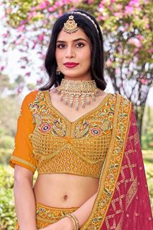 Picture of Breathtaking Mustard Designer Bridal Lehenga Choli for Haldi, Wedding, Reception, Sangeet, and Pre-Wedding Shoots