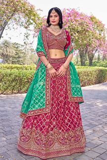 Picture of Ethnic Rani Pink Designer Bridal Lehenga Choli for Wedding, Reception, Sangeet, and Pre-Wedding Shoots