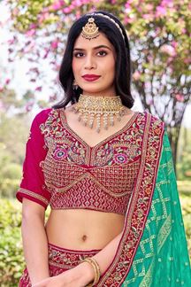 Picture of Ethnic Rani Pink Designer Bridal Lehenga Choli for Wedding, Reception, Sangeet, and Pre-Wedding Shoots