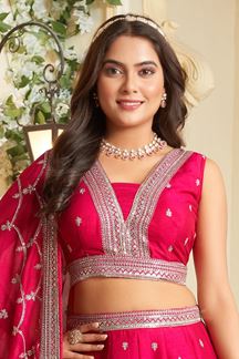 Picture of Captivating Pink Designer Indo-Western Lehenga Choli for Engagement, Wedding, Reception, Sangeet, and Parties
