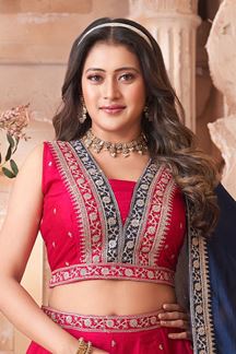 Picture of Outstanding Rani Designer Indo-Western Lehenga Choli for Engagement, Wedding, Reception, Sangeet, and Parties