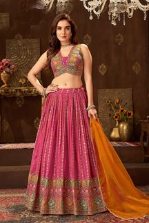 Picture of Creative Pink Designer Indo-Western Lehenga Choli for Engagement, Wedding, Reception, Sangeet, and Parties