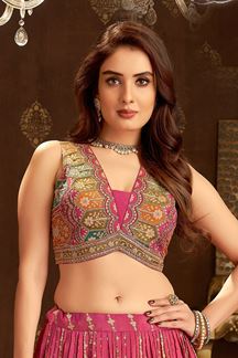 Picture of Creative Pink Designer Indo-Western Lehenga Choli for Engagement, Wedding, Reception, Sangeet, and Parties