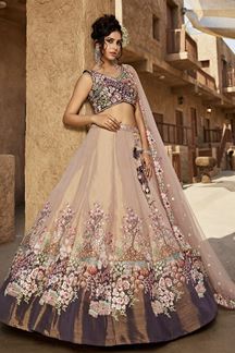 Picture of Exuberant Purple Designer Indo-Western Lehenga Choli for Engagement, Wedding, Reception, Sangeet, and Parties