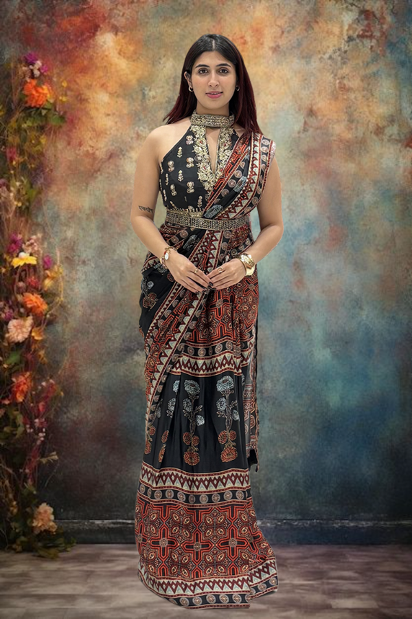 Picture of Royal Cotton Blend Designer Saree for Reception, Sangeet, and Parties