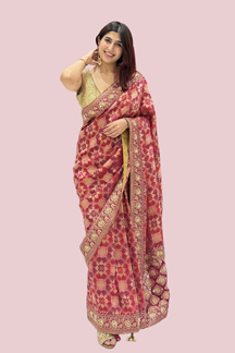 Picture of Ethnic Banarasi Silk Designer Saree for Engagement, Reception, and Wedding