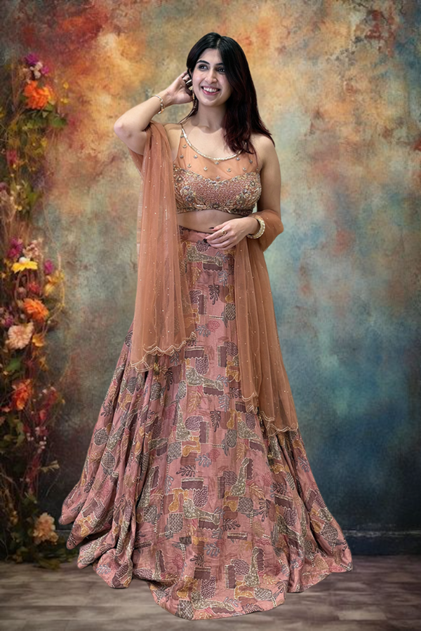 Picture of Exuberant Designer Indo-Western Lehenga Choli for Engagement, Reception, and Parties