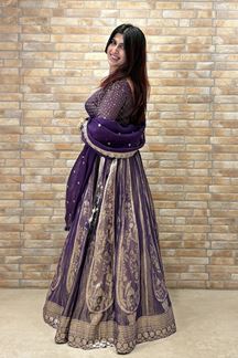 Picture of Creative Purple Designer Indo-Western Lehenga Choli for Wedding, Reception, and Parties