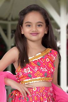 Picture of Exuberant Pink Designer Kid’s Lehenga Choli for Engagement, Reception, Sangeet, and Parties