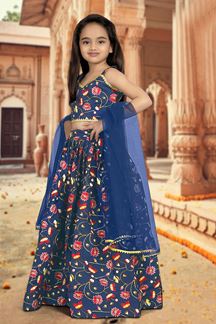 Picture of Beautiful Navy Blue Designer Kid’s Lehenga Choli for Engagement, Reception, Sangeet, and Parties