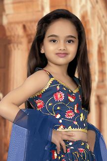 Picture of Beautiful Navy Blue Designer Kid’s Lehenga Choli for Engagement, Reception, Sangeet, and Parties