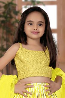 Picture of Magnificent Yellow Designer Kid’s Lehenga Choli for Haldi, Reception, Sangeet, and Parties