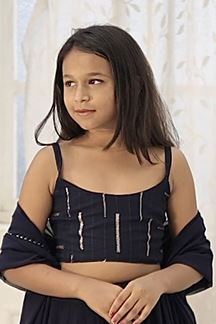 Picture of Spectacular Navy Blue Designer Kid’s Lehenga Choli for Engagement, Reception, Sangeet, and Parties