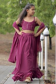 Picture of Outstanding Wine Designer Kid’s Lehenga Choli for Engagement, Reception, Sangeet, and Parties