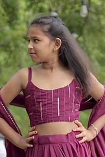 Picture of Outstanding Wine Designer Kid’s Lehenga Choli for Engagement, Reception, Sangeet, and Parties
