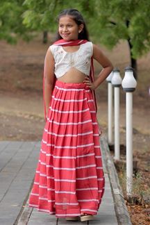 Picture of Creative Peach and White Designer Kid’s Lehenga Choli for Engagement, Reception, Sangeet, and Parties