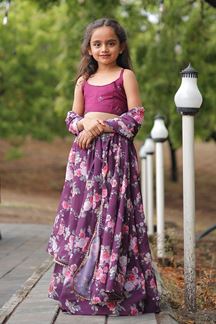 Picture of Flamboyant Wine Designer Kid’s Lehenga Choli for Engagement, Reception, Sangeet, and Parties