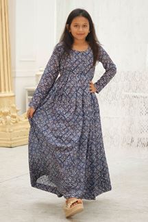 Picture of Pretty Blue Designer Kid’s Gown for Festivals, Sangeet, and Parties