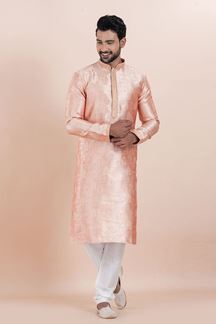 Picture of Charming Coral Designer Men’s Kurta for Engagement, Reception, Festival, Sangeet, and Party