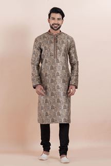 Picture of Exquisite Beige Designer Men’s Kurta for Party and Sangeet