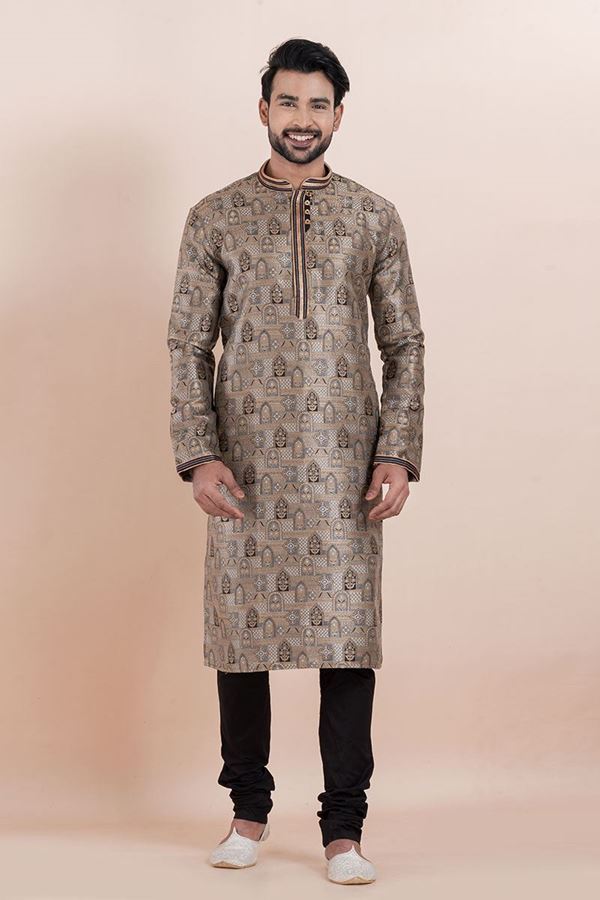 Picture of Exquisite Beige Designer Men’s Kurta for Party and Sangeet