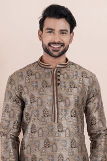 Picture of Exquisite Beige Designer Men’s Kurta for Party and Sangeet