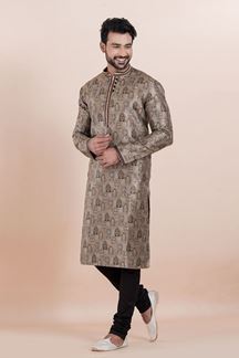 Picture of Exquisite Beige Designer Men’s Kurta for Party and Sangeet