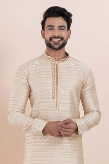 Picture of Impressive Cream Designer Men’s Kurta for Engagement, Reception, Festival, Sangeet, and Party