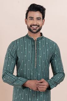 Picture of Magnificent Teal Designer Men’s Kurta for Festival, Sangeet, and Party