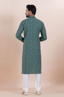 Picture of Magnificent Teal Designer Men’s Kurta for Festival, Sangeet, and Party