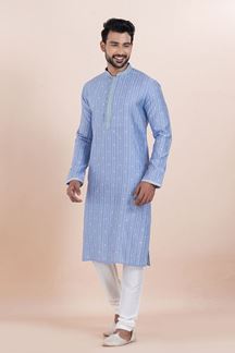 Picture of Fashionable Blue Designer Men’s Kurta for Festival, Sangeet, and Party