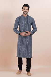 Picture of Appealing Blue Designer Men’s Kurta for Festival, Sangeet, and Party