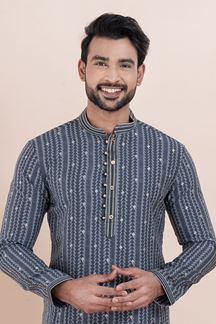 Picture of Appealing Blue Designer Men’s Kurta for Festival, Sangeet, and Party