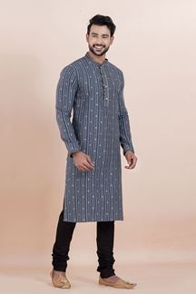 Picture of Appealing Blue Designer Men’s Kurta for Festival, Sangeet, and Party