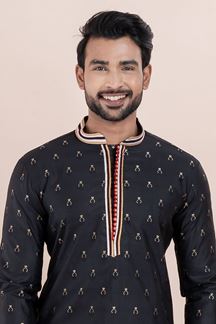 Picture of Spectacular Black Designer Men’s Kurta for Party