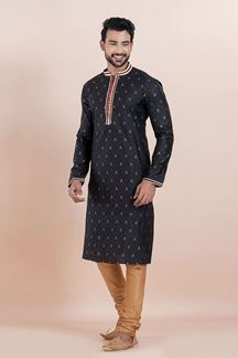 Picture of Spectacular Black Designer Men’s Kurta for Party