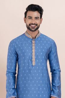 Picture of Charismatic Sky Blue Designer Men’s Kurta for Festival, Sangeet, and Party