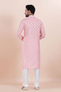Picture of Aesthetic Pink Designer Men’s Kurta for Engagement, Reception, Festival, Sangeet, and Party