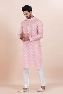Picture of Aesthetic Pink Designer Men’s Kurta for Engagement, Reception, Festival, Sangeet, and Party