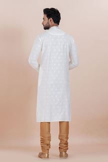 Picture of Stylish White Designer Men’s Kurta for Sangeet, Festivals and Party